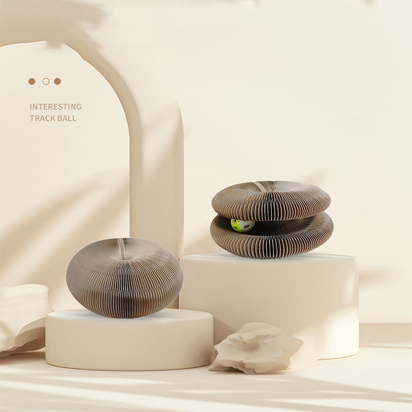 Interactive Cat Scratcher Interactive, Durable Foldable Magic Organ Cat Scratching Board with Cat Ball Toy | High-Quality Cardboard Cat Scratcher for Indoor Play, Pet Claw Care, and Space-Saving Design, Brown, Cat Toys