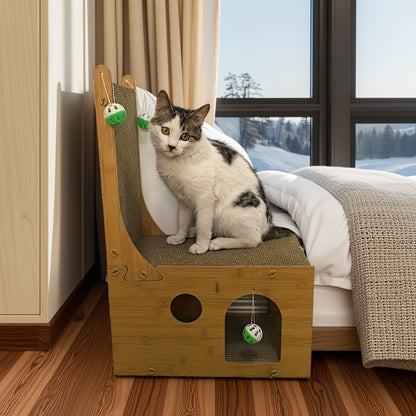1pc Cat Scratching Board 1pc L-Shaped Vertical Cat Scratching Board | Corrugated Cardboard & Interactive Ball Toy | Claw Grinding Cat Toy & Pet Play Structure