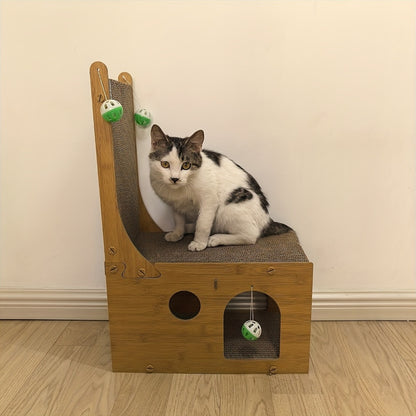 1pc Cat Scratching Board 1pc L-Shaped Vertical Cat Scratching Board | Corrugated Cardboard & Interactive Ball Toy | Claw Grinding Cat Toy & Pet Play Structure
