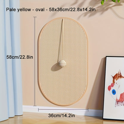 Durable Sisal Cat Scratching Board - with Toy Cat Scrub Ball, Sofa Scratch Protector, Furniture and Floor Wall Anti-Scratch Pad, Adhesive Backing - Anywhere Stick