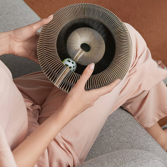 Interactive Cat Scratcher Interactive, Durable Foldable Magic Organ Cat Scratching Board with Cat Ball Toy | High-Quality Cardboard Cat Scratcher for Indoor Play, Pet Claw Care, and Space-Saving Design, Brown, Cat Toys