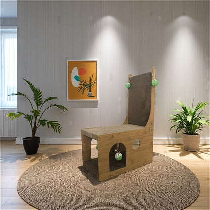 1pc Cat Scratching Board 1pc L-Shaped Vertical Cat Scratching Board | Corrugated Cardboard & Interactive Ball Toy | Claw Grinding Cat Toy & Pet Play Structure