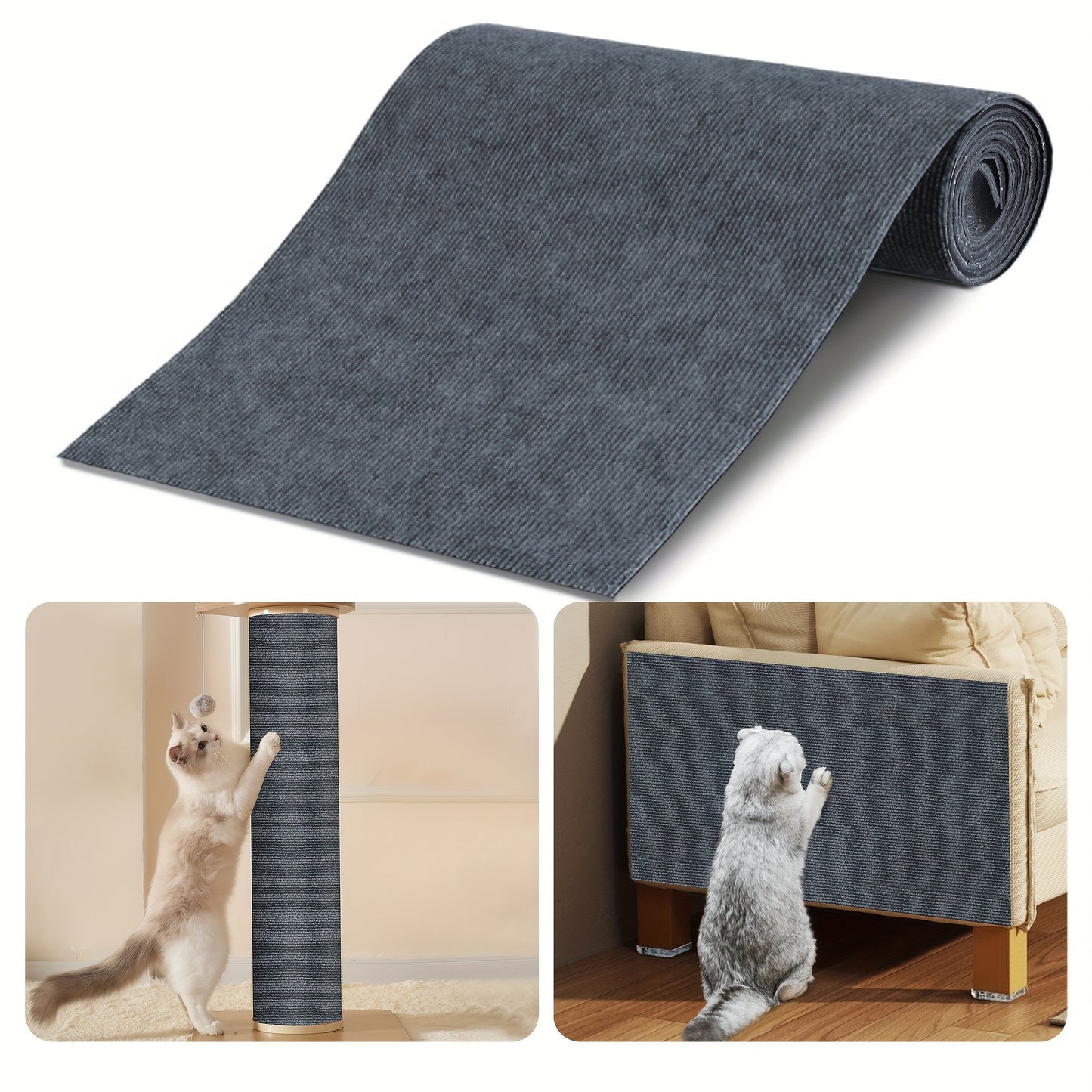 Durable Cat Scratching Pad - Self-Adhesive, Scratch-Resistant Felt Mat for Walls and Furniture, Ideal for Cats, Polyester Material - Multi-Size Pack