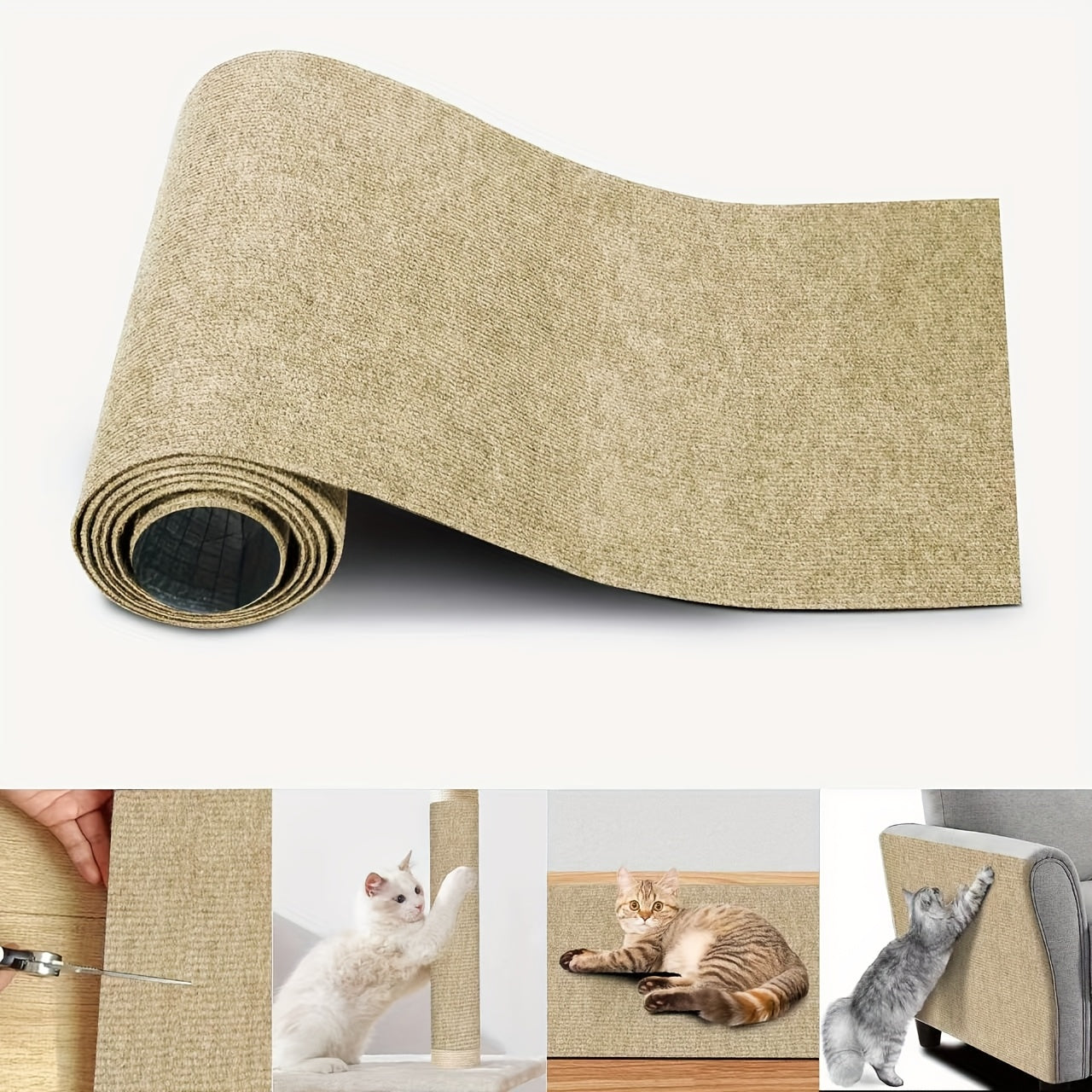 Durable Cat Scratching Pad - Self-Adhesive, Scratch-Resistant Felt Mat for Walls and Furniture, Ideal for Cats, Polyester Material - Multi-Size Pack
