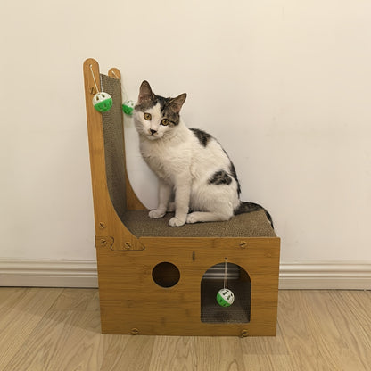 1pc Cat Scratching Board 1pc L-Shaped Vertical Cat Scratching Board | Corrugated Cardboard & Interactive Ball Toy | Claw Grinding Cat Toy & Pet Play Structure