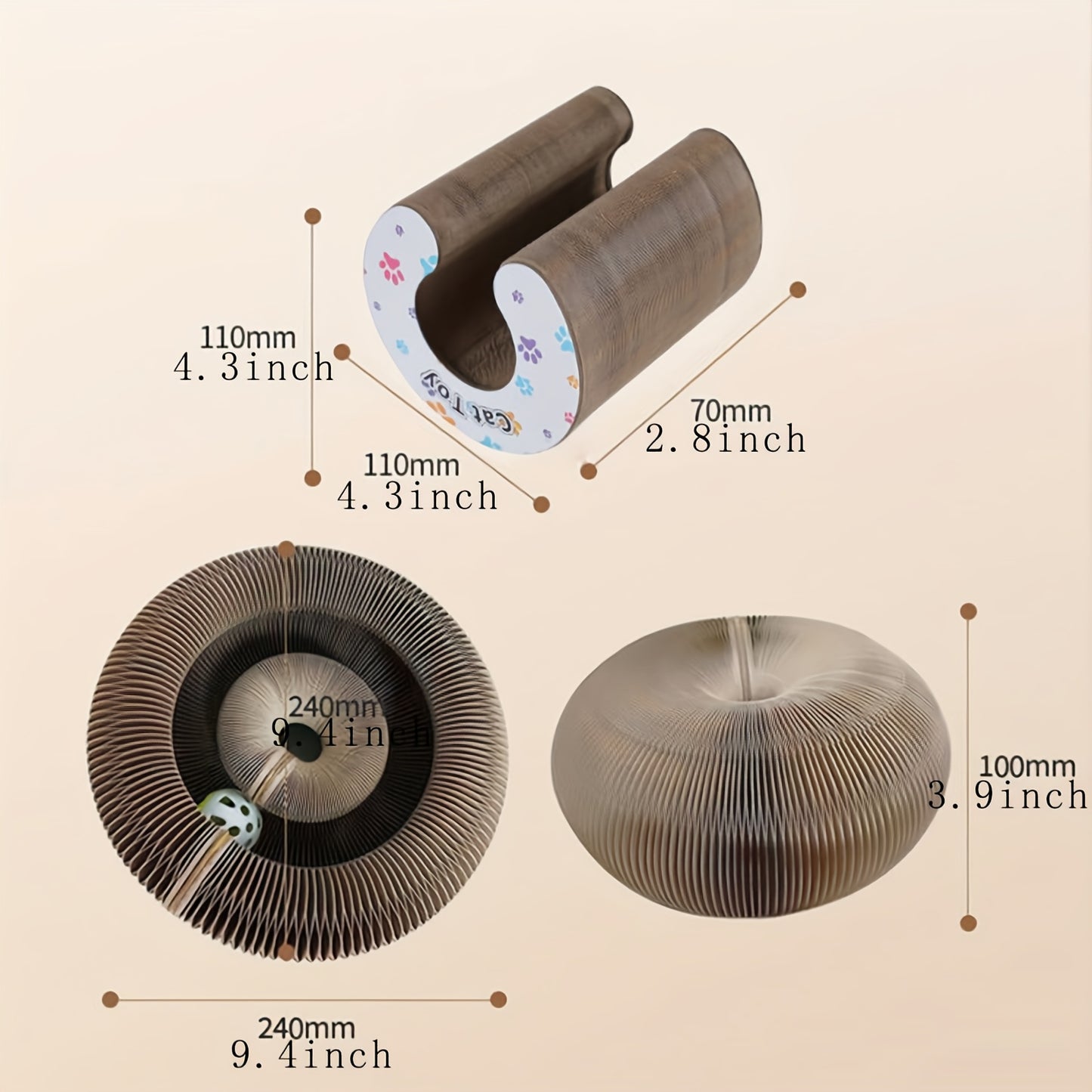 Interactive Cat Scratcher Interactive, Durable Foldable Magic Organ Cat Scratching Board with Cat Ball Toy | High-Quality Cardboard Cat Scratcher for Indoor Play, Pet Claw Care, and Space-Saving Design, Brown, Cat Toys