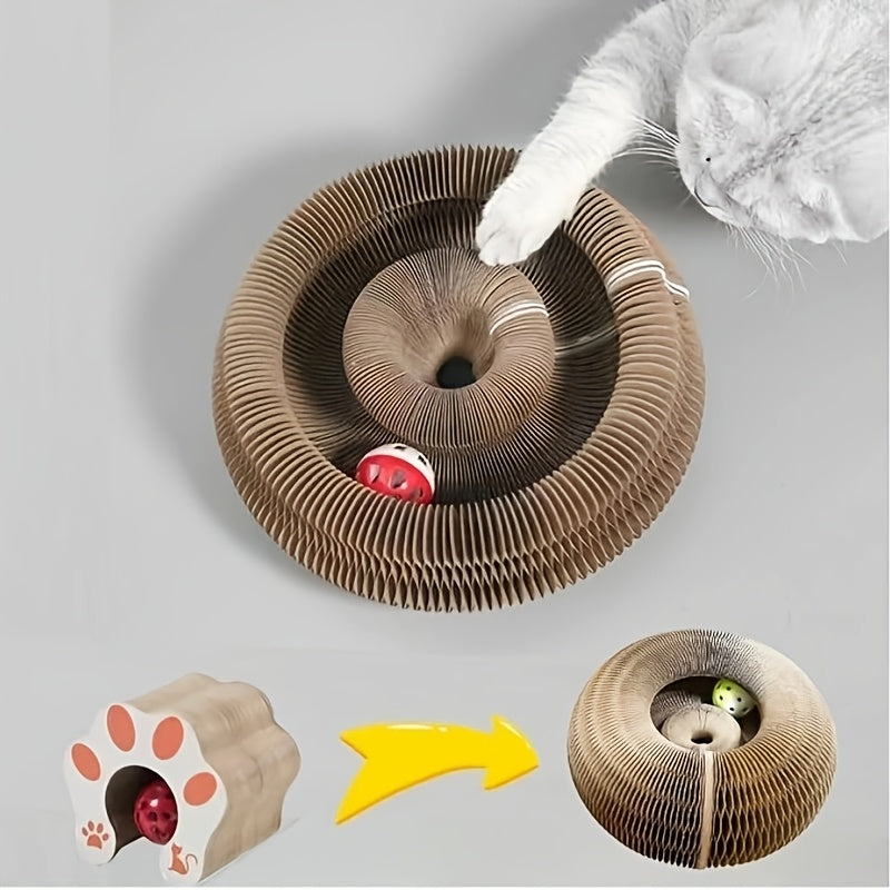 Durable Cat Scratch Board Toy Whisker Wonders Cat Scratch Board Toy, Interactive Twisted Cardboard Scratcher, Durable Feline Play and Scratch Pad for Indoor Cats, Encourages Natural Behavior