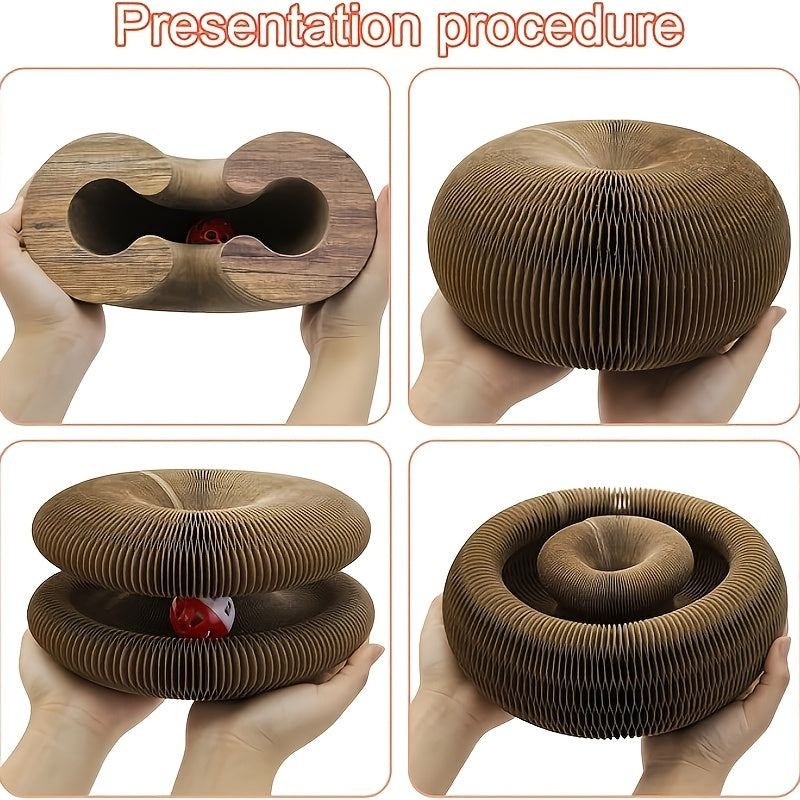 Durable Cat Scratch Board Toy Whisker Wonders Cat Scratch Board Toy, Interactive Twisted Cardboard Scratcher, Durable Feline Play and Scratch Pad for Indoor Cats, Encourages Natural Behavior