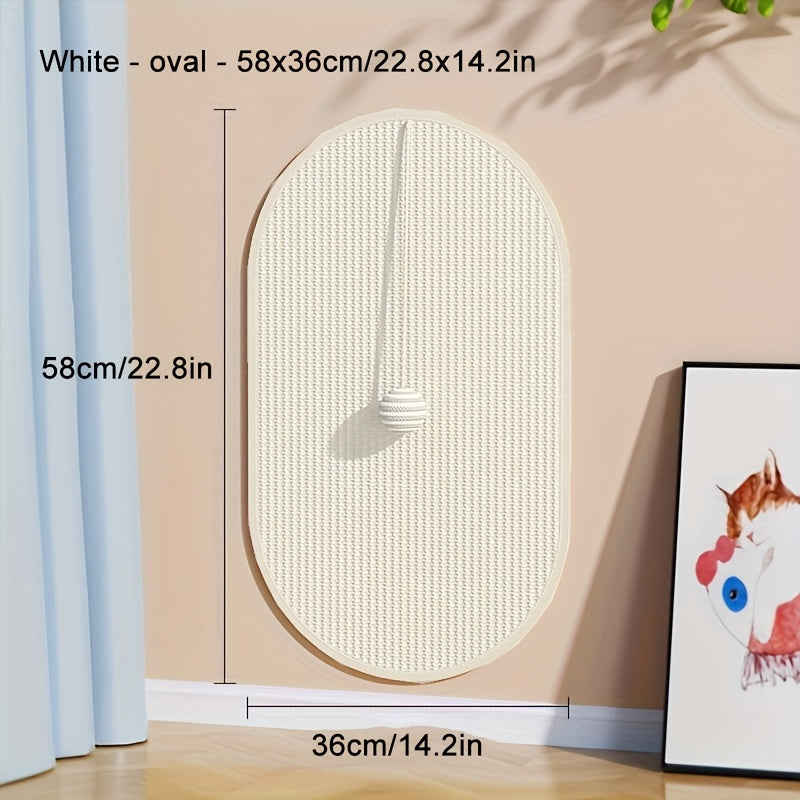 Durable Sisal Cat Scratching Board - with Toy Cat Scrub Ball, Sofa Scratch Protector, Furniture and Floor Wall Anti-Scratch Pad, Adhesive Backing - Anywhere Stick