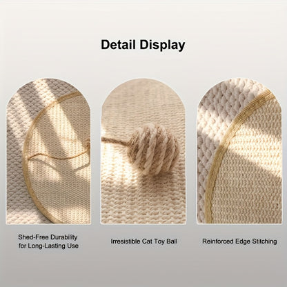 Durable Sisal Cat Scratching Board - with Toy Cat Scrub Ball, Sofa Scratch Protector, Furniture and Floor Wall Anti-Scratch Pad, Adhesive Backing - Anywhere Stick