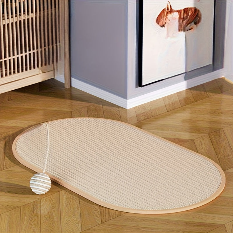 Durable Sisal Cat Scratching Board - with Toy Cat Scrub Ball, Sofa Scratch Protector, Furniture and Floor Wall Anti-Scratch Pad, Adhesive Backing - Anywhere Stick