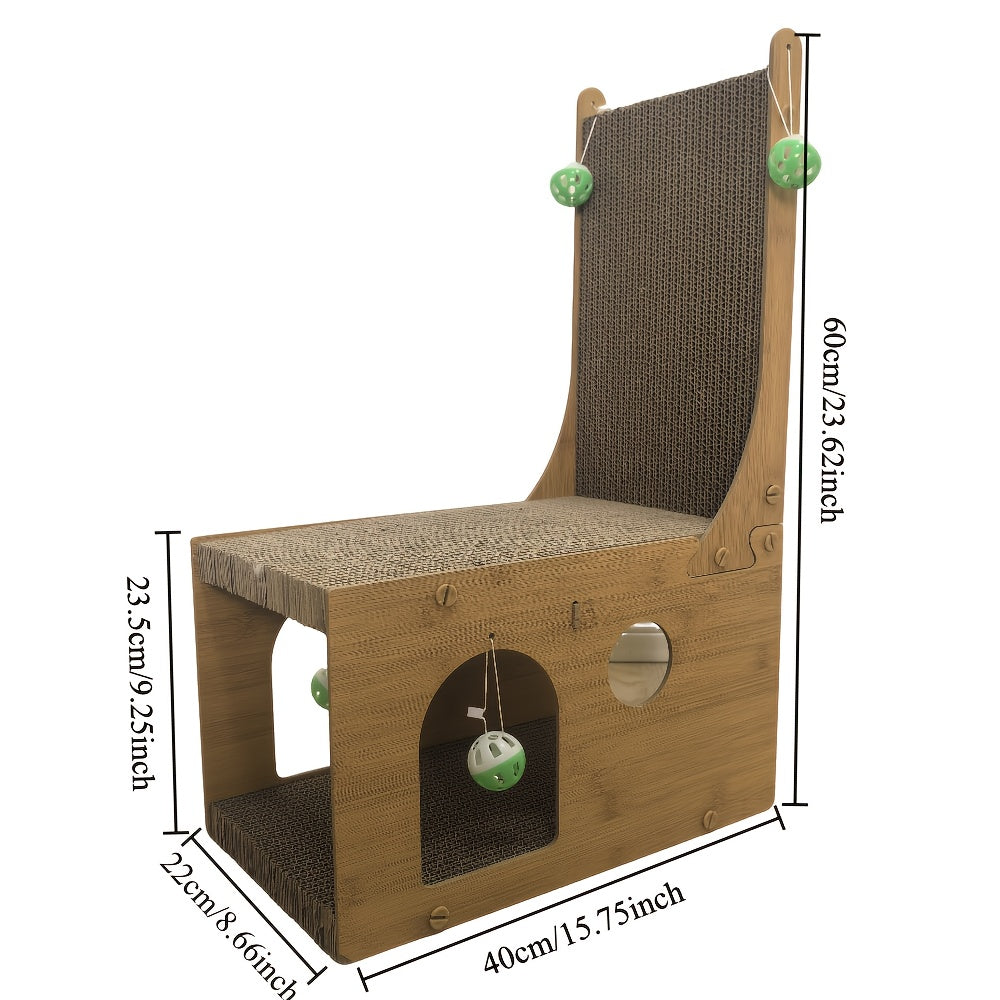 1pc Cat Scratching Board 1pc L-Shaped Vertical Cat Scratching Board | Corrugated Cardboard & Interactive Ball Toy | Claw Grinding Cat Toy & Pet Play Structure