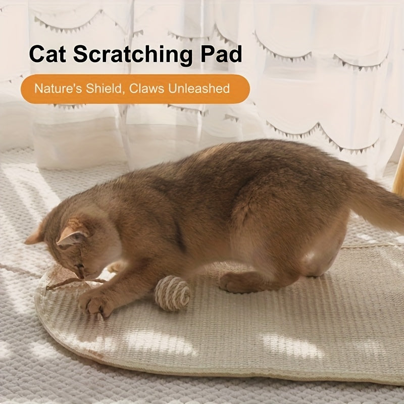 Durable Sisal Cat Scratching Board - with Toy Cat Scrub Ball, Sofa Scratch Protector, Furniture and Floor Wall Anti-Scratch Pad, Adhesive Backing - Anywhere Stick