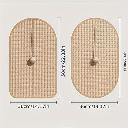 Durable Sisal Cat Scratching Board - with Toy Cat Scrub Ball, Sofa Scratch Protector, Furniture and Floor Wall Anti-Scratch Pad, Adhesive Backing - Anywhere Stick