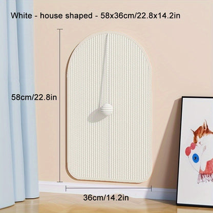 Durable Sisal Cat Scratching Board - with Toy Cat Scrub Ball, Sofa Scratch Protector, Furniture and Floor Wall Anti-Scratch Pad, Adhesive Backing - Anywhere Stick