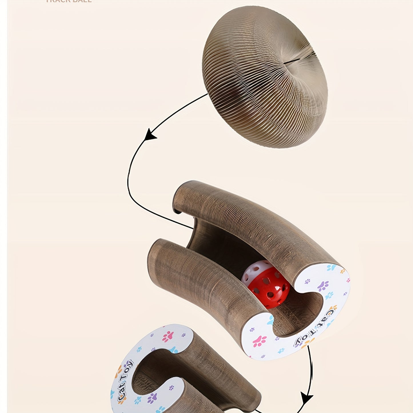 Interactive Cat Scratcher Interactive, Durable Foldable Magic Organ Cat Scratching Board with Cat Ball Toy | High-Quality Cardboard Cat Scratcher for Indoor Play, Pet Claw Care, and Space-Saving Design, Brown, Cat Toys