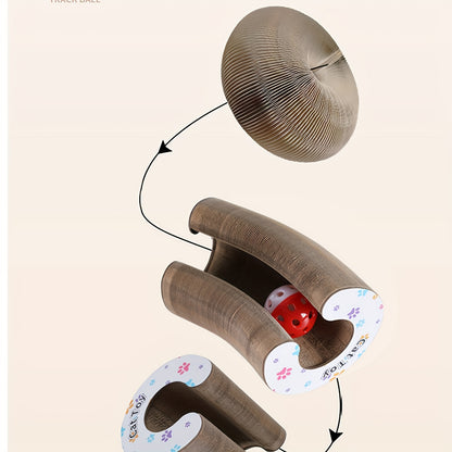 Interactive Cat Scratcher Interactive, Durable Foldable Magic Organ Cat Scratching Board with Cat Ball Toy | High-Quality Cardboard Cat Scratcher for Indoor Play, Pet Claw Care, and Space-Saving Design, Brown, Cat Toys
