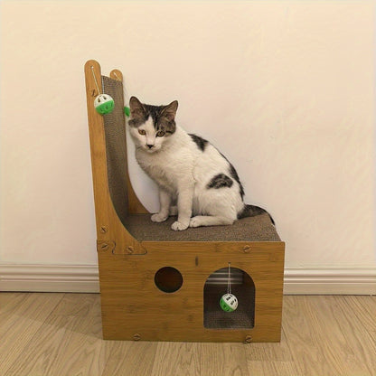 1pc Cat Scratching Board 1pc L-Shaped Vertical Cat Scratching Board | Corrugated Cardboard & Interactive Ball Toy | Claw Grinding Cat Toy & Pet Play Structure