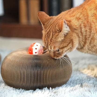 Durable Cat Scratch Board Toy Whisker Wonders Cat Scratch Board Toy, Interactive Twisted Cardboard Scratcher, Durable Feline Play and Scratch Pad for Indoor Cats, Encourages Natural Behavior