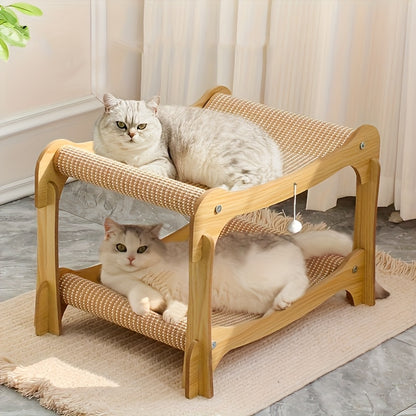 Sturdy Cat Bed Sturdy Double Layer Cat Bed & Scratching Post | U-Shaped Sisal Design, Durable Construction, All-Season Use for Play & Rest, Modern Pet Furniture for Indoor Cats