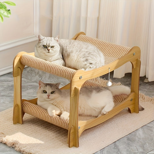 Sturdy Cat Bed Sturdy Double Layer Cat Bed & Scratching Post | U-Shaped Sisal Design, Durable Construction, All-Season Use for Play & Rest, Modern Pet Furniture for Indoor Cats