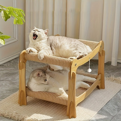 Sturdy Cat Bed Sturdy Double Layer Cat Bed & Scratching Post | U-Shaped Sisal Design, Durable Construction, All-Season Use for Play & Rest, Modern Pet Furniture for Indoor Cats