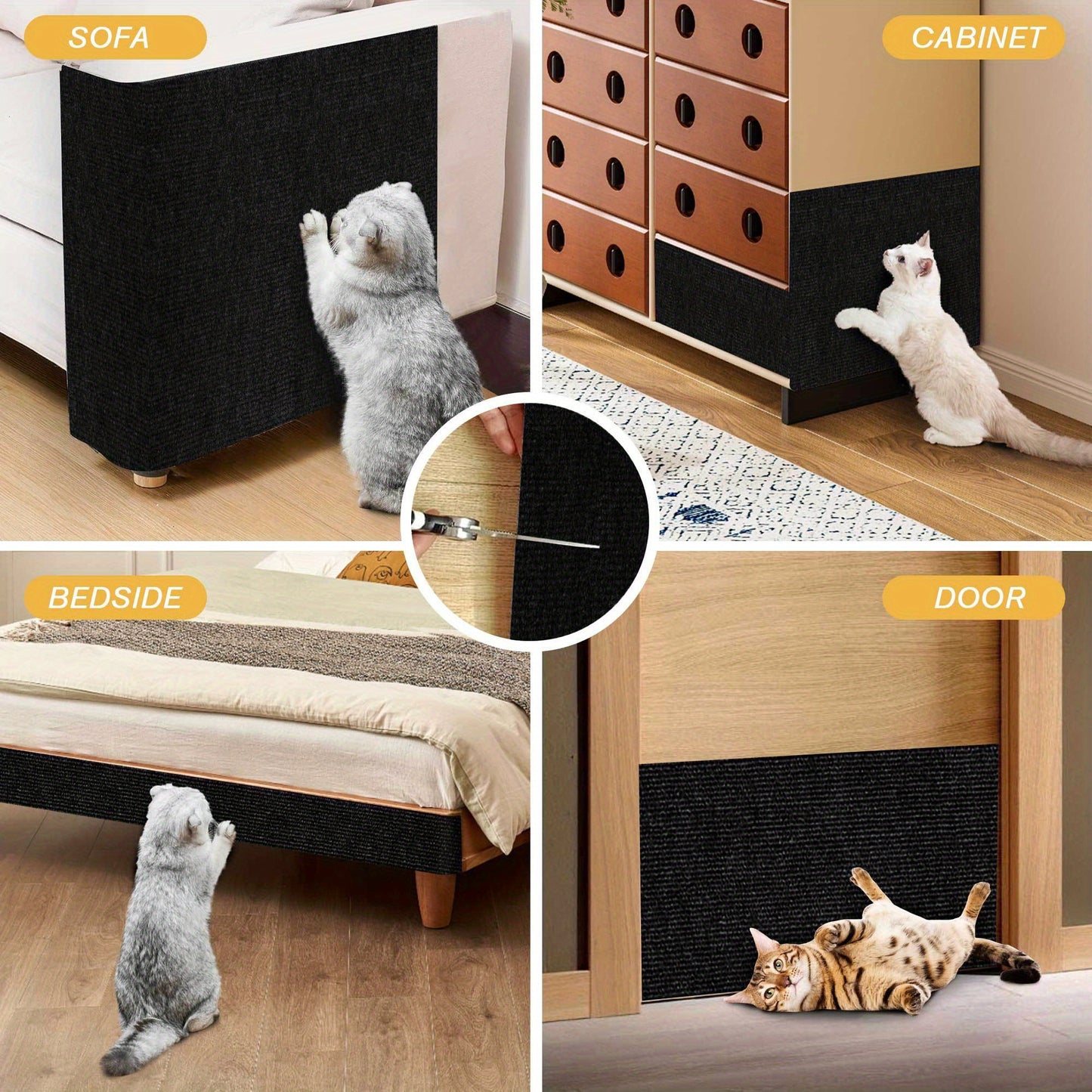 Durable Cat Scratching Pad - Self-Adhesive, Scratch-Resistant Felt Mat for Walls and Furniture, Ideal for Cats, Polyester Material - Multi-Size Pack