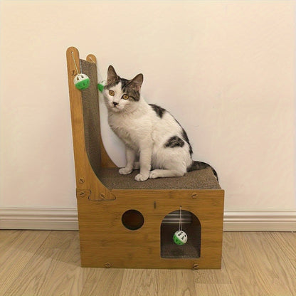 1pc Cat Scratching Board 1pc L-Shaped Vertical Cat Scratching Board | Corrugated Cardboard & Interactive Ball Toy | Claw Grinding Cat Toy & Pet Play Structure